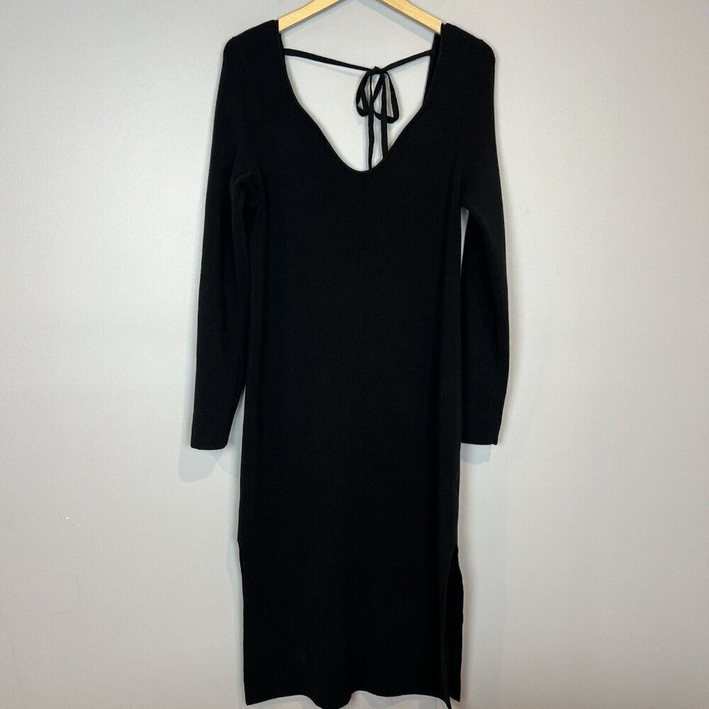 BANANA REPUBLIC BLACK‎ SWEETHEART NECK SWEATER DRESS Size LARGE NWT